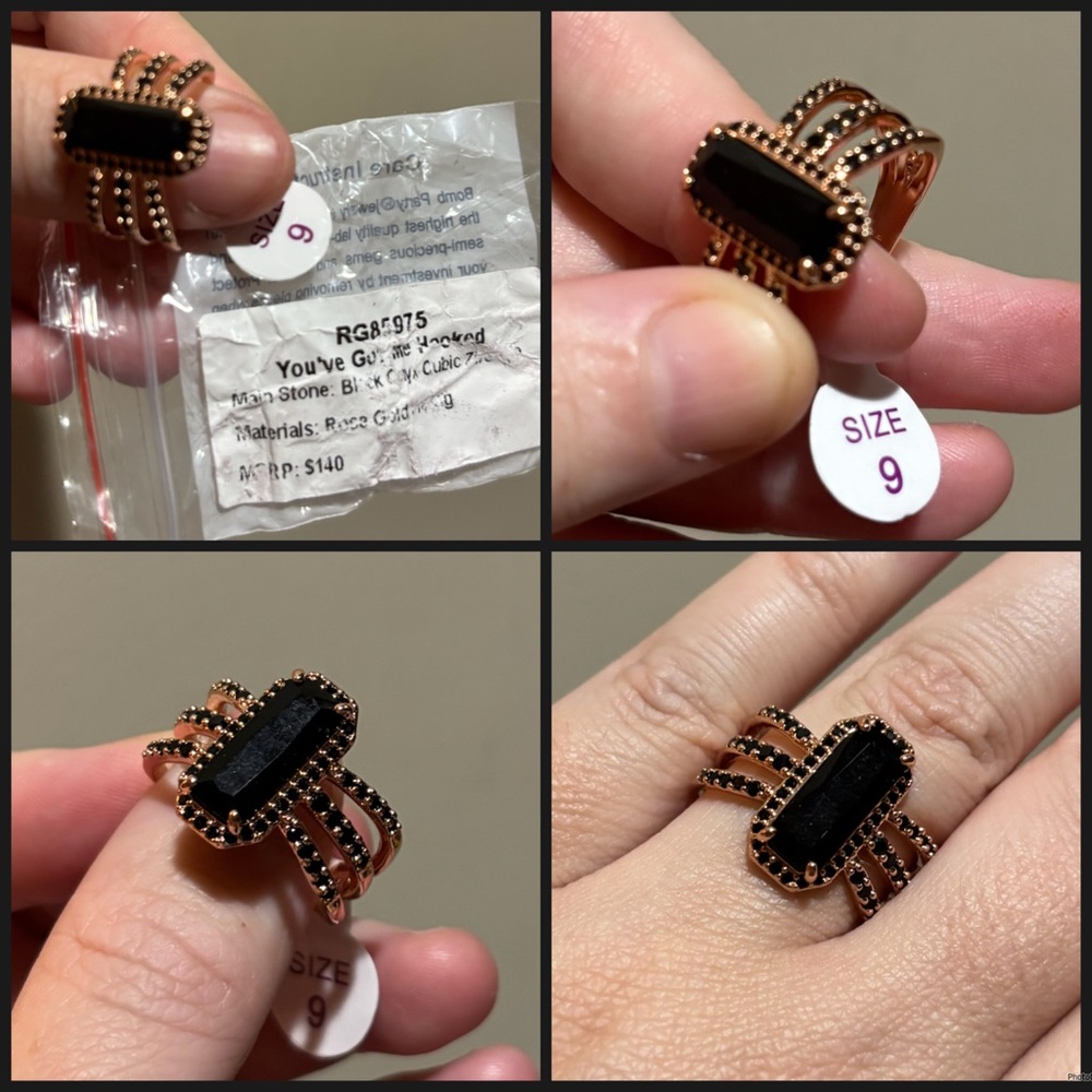 NEW BLACK ONYX ROSE GOLD PLATING BOMB PARTY SIZE 9 RING TO MATCH UNTAMED!